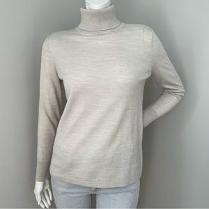 1901 Stone Taupe Gray Merino Wool Blend Turtleneck Sweater